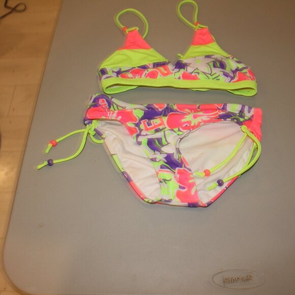 Multi Color 2 Pcs Justice Bikini Swimsuit Size 14 - Picture 1 of 10